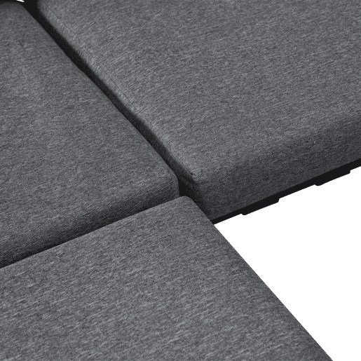 Conjunto de móveis de jardim - Sofá + Mesa de centro + Pufe - Estrutura em aço galvanizado, mesa em vidro - Cinza