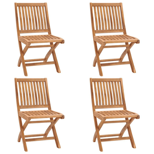 Cadeiras de jardim - Cadeiras de exterior dobráveis c almofadões 4 pcs teca maciça