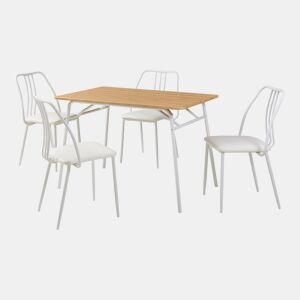 Conjunto de jantar Omso mesa de jantar 110 x 70 cm com 4 cadeiras carvalhobranco en.casa