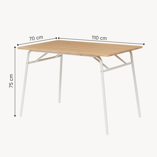 Conjunto de jantar Omso mesa de jantar 110 x 70 cm com 4 cadeiras carvalhobranco en.casa