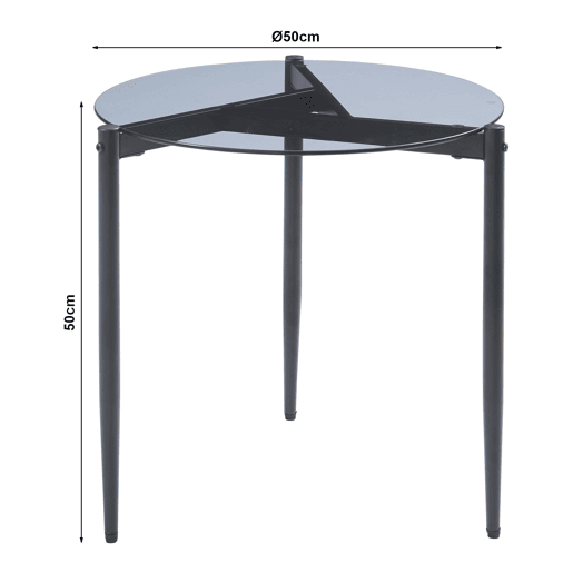 Mesa de apoio Ulökantaa redondo vidro fumado Ø50x50 cm Cinzento en.casa