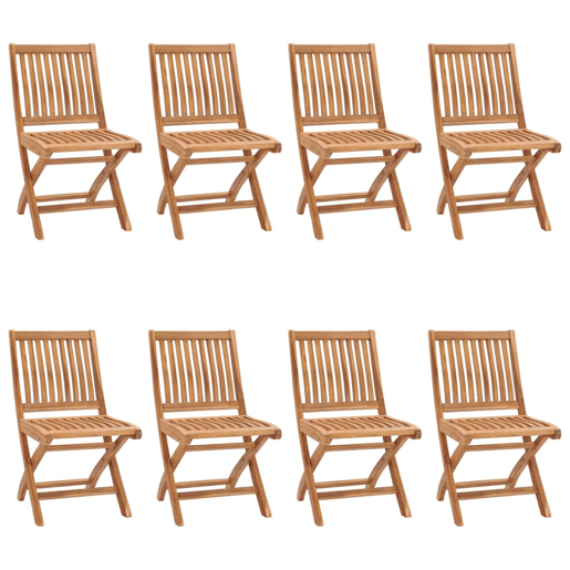 Cadeiras de jardim - Cadeiras de exterior dobráveis c almofadões 8 pcs teca maciça
