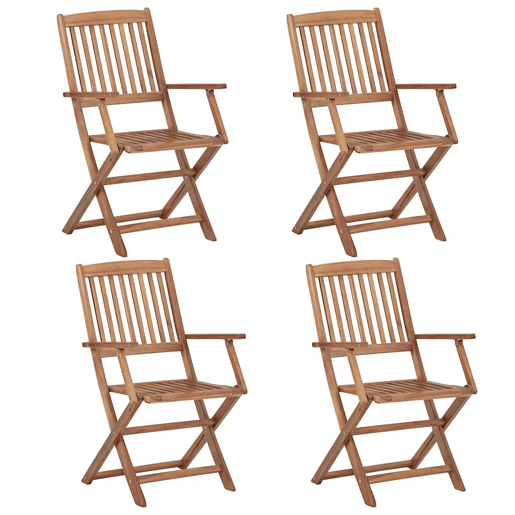 Cadeiras de jardim - Cadeiras de exterior dobráveis c almofadões 4 pcs acácia maciça