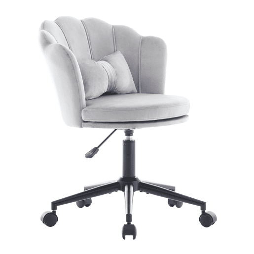 Cadeira para vestir - Design moderno - Encosto em forma de pétalas, almofada lombar em forma de borboleta, altura ajustável, almofada macia - Cinza