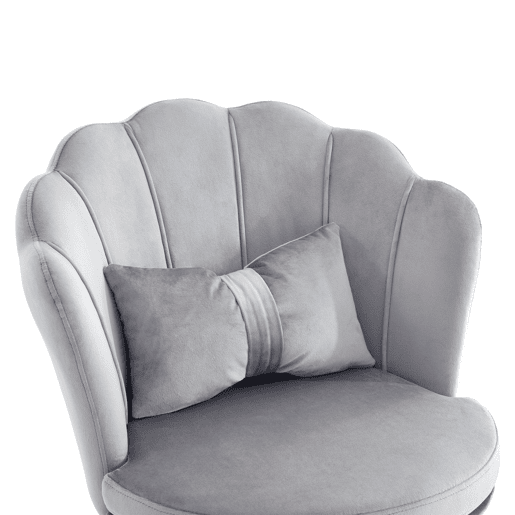 Cadeira para vestir - Design moderno - Encosto em forma de pétalas, almofada lombar em forma de borboleta, altura ajustável, almofada macia - Cinza
