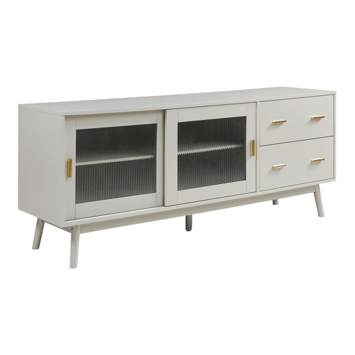 Armário de TV Susa 2 portas de correr de vidro 160x40x65 cm Bege en.casa