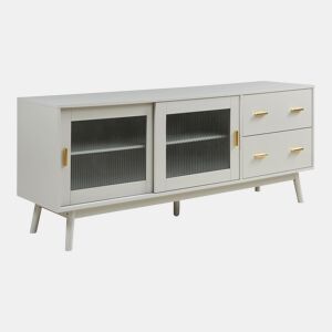 Armário de TV Susa 2 portas de correr de vidro 160x40x65 cm Bege en.casa