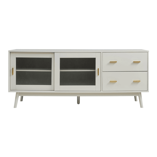 Armário de TV Susa 2 portas de correr de vidro 160x40x65 cm Bege en.casa