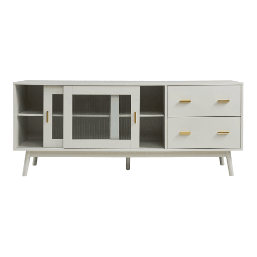 Armário de TV Susa 2 portas de correr de vidro 160x40x65 cm Bege en.casa