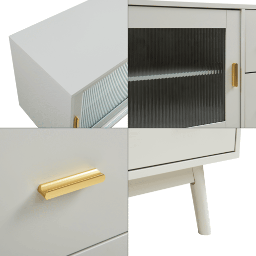 Armário de TV Susa 2 portas de correr de vidro 160x40x65 cm Bege en.casa