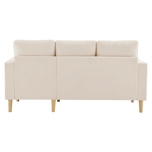 Sofá em L de 3 lugares - Com chaise longue, arrumação, porta-copos integrado, inclui 2 almofadas - Ideal para sala de estar, escritório, apartamento