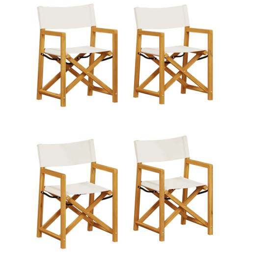 4 pcs cadeiras de jardim - Cadeiras de exterior dobráveis tecido branco nata