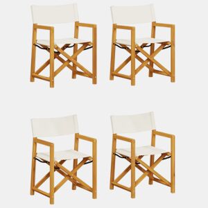 4 pcs cadeiras de jardim - Cadeiras de exterior dobráveis tecido branco nata