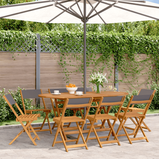 Cadeiras jardim - Cadeiras exterior dobráveis 8 pcs tecidomadeira maciça antracite