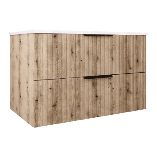 Móvel de casa de banho com lavatório Veppenssan com 2 gavetas 81x47x52 cm Carvalho en.casa