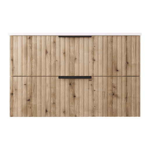 Móvel de casa de banho com lavatório Veppenssan com 2 gavetas 81x47x52 cm Carvalho en.casa