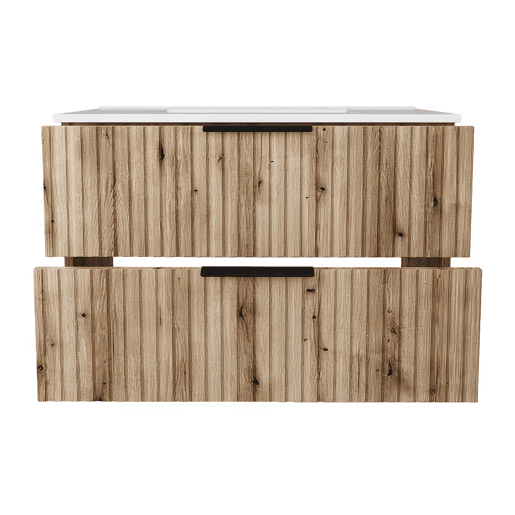 Móvel de casa de banho com lavatório Veppenssan com 2 gavetas 81x47x52 cm Carvalho en.casa