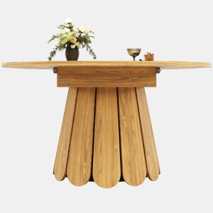 Mesa extensível redonda 118-158 cm - Mesa de jantar para 6 pessoas - Cor madeira