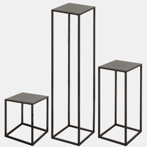 Conjunto Max Home de 3 mesas laterais de metal de várias alturas