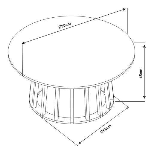 Mesa de centro Buzzard redonda Ø90x45 cm Aspeto de betão  Preto en.casa