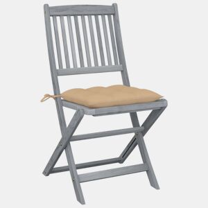Cadeiras exterior - Cadeiras de jardim dobráveis c almofadões 4 pcs acácia maciça