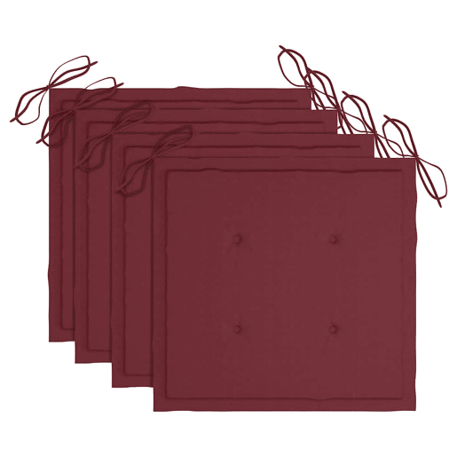 Cadeiras jardim - Cadeiras exterior c almofadões vermelho tinto 4 pcs teca maciça