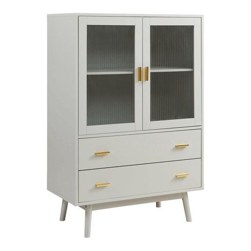 Vitrina Susa 2 portas e 2 gavetas 120x80x40 cm Beige en.casa