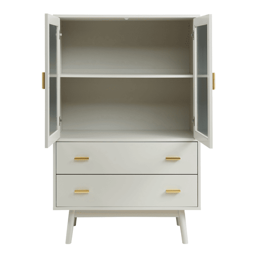 Vitrina Susa 2 portas e 2 gavetas 120x80x40 cm Beige en.casa