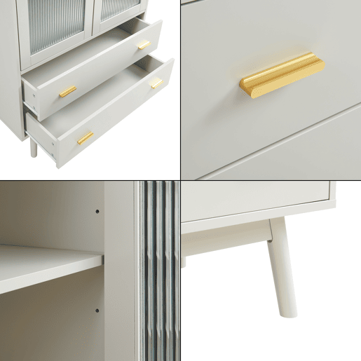 Vitrina Susa 2 portas e 2 gavetas 120x80x40 cm Beige en.casa