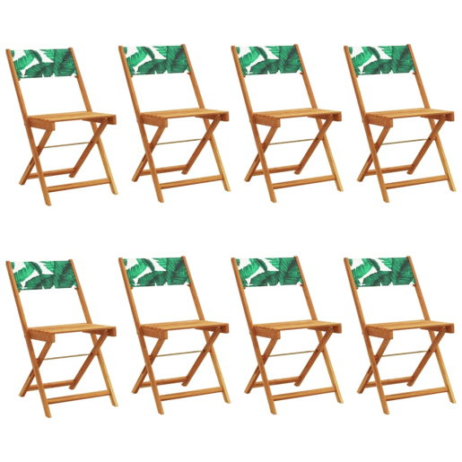 Cadeiras de jardim - Cadeiras de exterior dobráveis 8 pcs tecidomadeira maciça verde