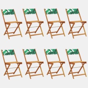 Cadeiras de jardim - Cadeiras de exterior dobráveis 8 pcs tecidomadeira maciça verde