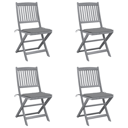 Cadeiras exterior - Cadeiras de jardim dobráveis c almofadões 4 pcs acácia maciça