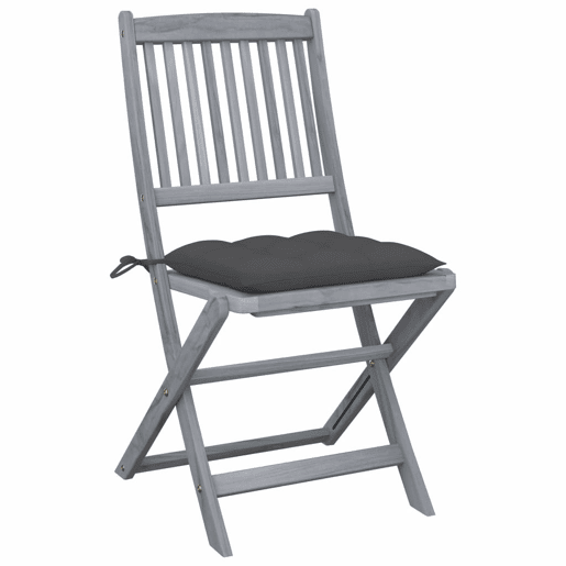 Cadeiras exterior - Cadeiras de jardim dobráveis c almofadões 4 pcs acácia maciça