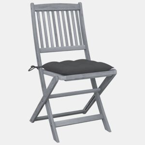Cadeiras exterior - Cadeiras de jardim dobráveis c almofadões 4 pcs acácia maciça