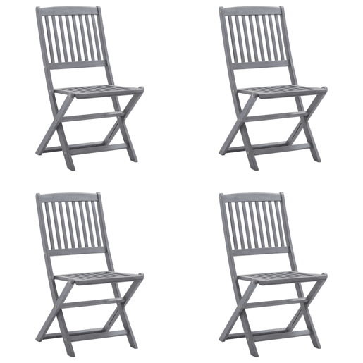 Cadeiras exterior - Cadeiras de jardim dobráveis c almofadões 4 pcs acácia maciça