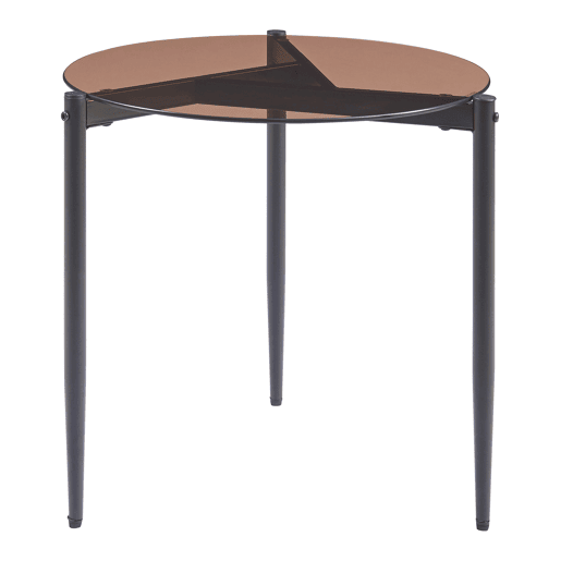 Mesa de apoio Ulökantaa redondo vidro fumado Ø50x50 cm Castanho en.casa