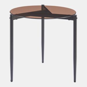 Mesa de apoio Ulökantaa redondo vidro fumado Ø50x50 cm Castanho en.casa