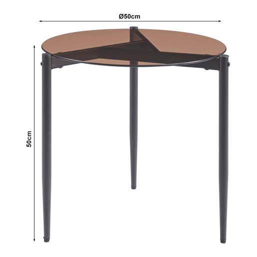 Mesa de apoio Ulökantaa redondo vidro fumado Ø50x50 cm Castanho en.casa