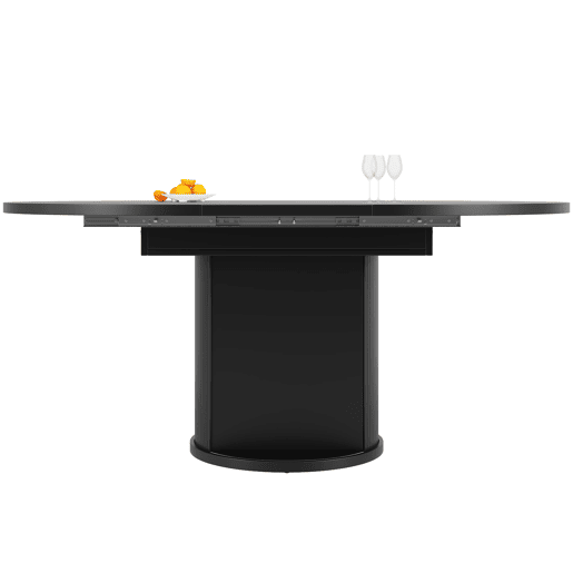 Mesa extensível redonda 118-158 cm - Mesa de jantar, extensível a ovalada, capacidade para 6 pessoas - NogueiraPreto