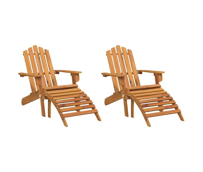 Sillas de jardín Adirondack - Sillas de exterior con reposapiés 2 uds madera acacia