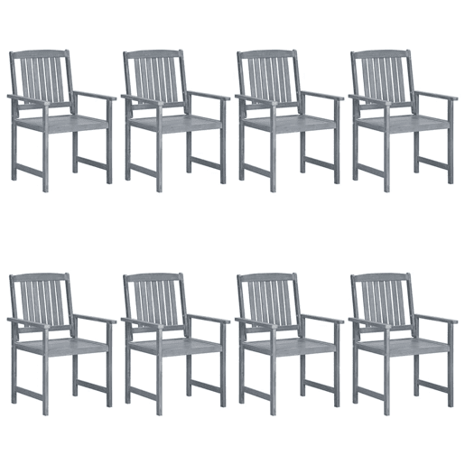 Cadeiras de jardim - Cadeiras de exterior c almofadões 8 pcs acácia maciça cinzento