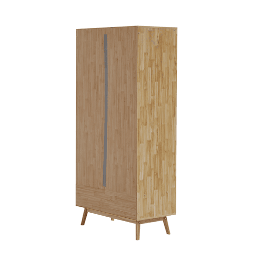Armário com barra e 2 portas - Com tampa inferior rebatível, design em vime - Cor natural