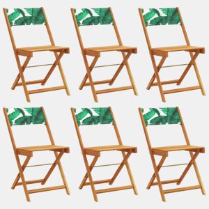 Cadeiras de jardim - Cadeiras de exterior dobráveis 6 pcs tecidomadeira maciça verde