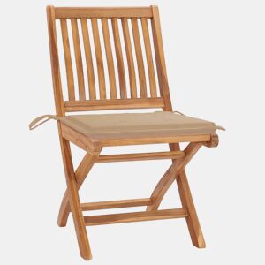 Cadeiras de jardim - Cadeiras de exterior dobráveis c almofadões 4 pcs teca maciça