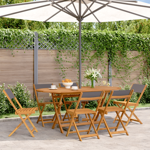 Cadeiras jardim - Cadeiras exterior dobráveis 6 pcs tecidomadeira maciça antracite