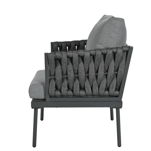 Conjunto de móveis de jardim com 5 peças - Sofá de 3 lugares, 2 poltronas e mesa de centro - Cinza