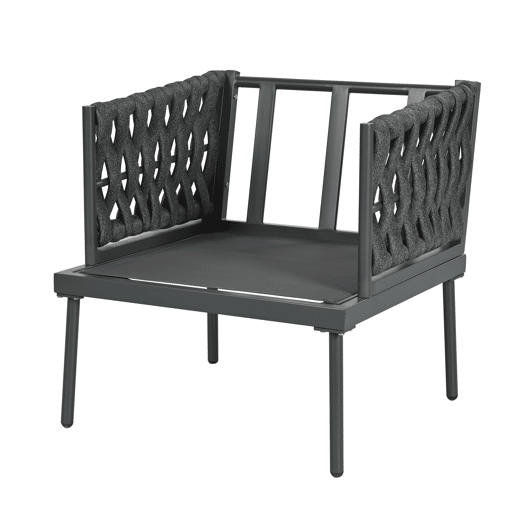Conjunto de móveis de jardim com 5 peças - Sofá de 3 lugares, 2 poltronas e mesa de centro - Cinza