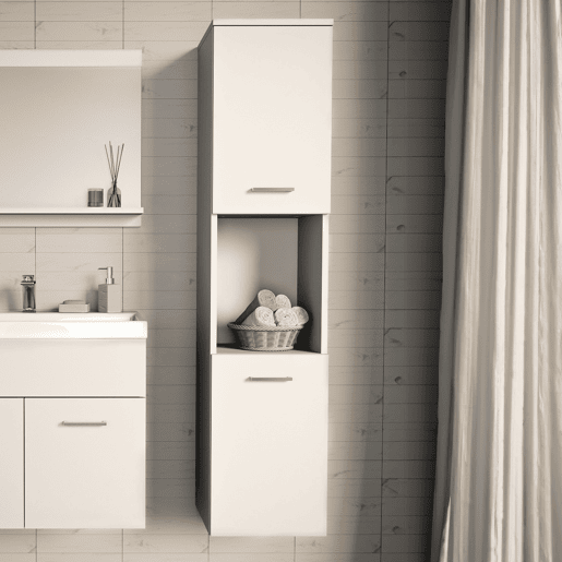 Móvel alto de parede Krildihana com 2 portas 131x30x30cm Branco en.casa