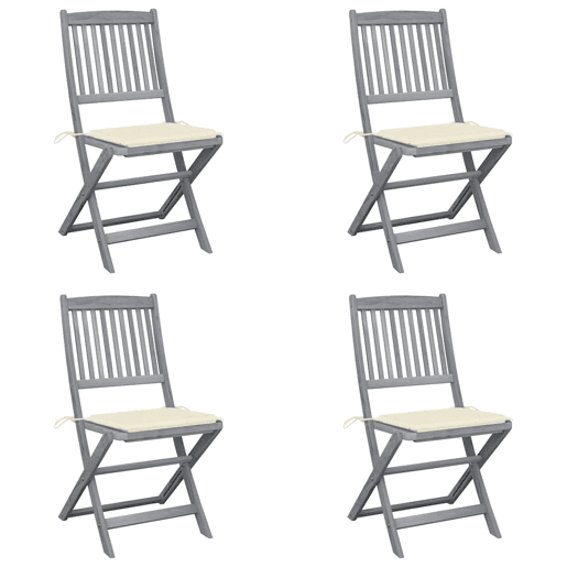 Cadeiras exterior - Cadeiras de jardim dobráveis c almofadões 4 pcs acácia maciça