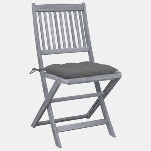 Cadeiras exterior - Cadeiras de jardim dobráveis c almofadões 4 pcs acácia maciça